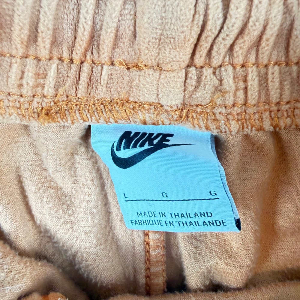 Nike Air Womens Velour Shorts Burnt Orange Embossed Logo Pockets Large - Picture 3 of 6